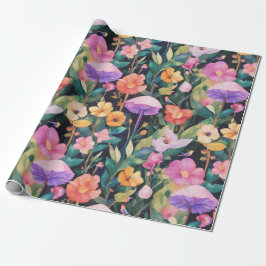 Schattige bosbloem paddestoel cottagecore patroon cadeaupapier