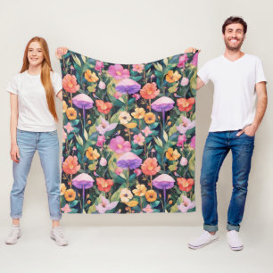 Schattige bosbloem paddestoel cottagecore patroon fleece deken