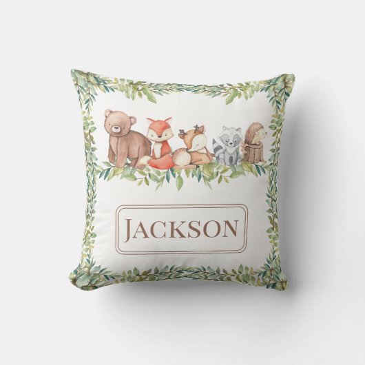 Schattige bosdieren baby boy cadeau Sierkussen (Voorkant)