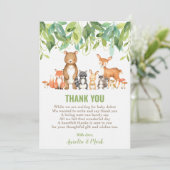 Schattige bosdieren Baby shower Boy Neutral Bedankkaart (Staand voorkant)