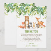Schattige bosdieren Baby shower Boy Neutral Bedankkaart (Voorkant / Achterkant)