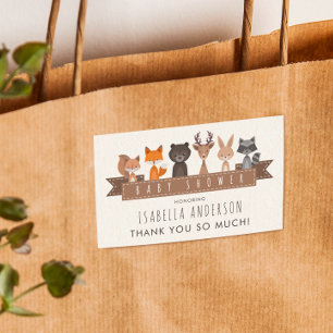 Schattige bosdieren baby shower   Dank je Rechthoekige Sticker