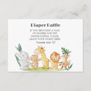 Schattige bosdieren Baby shower luier rafel Informatiekaartje