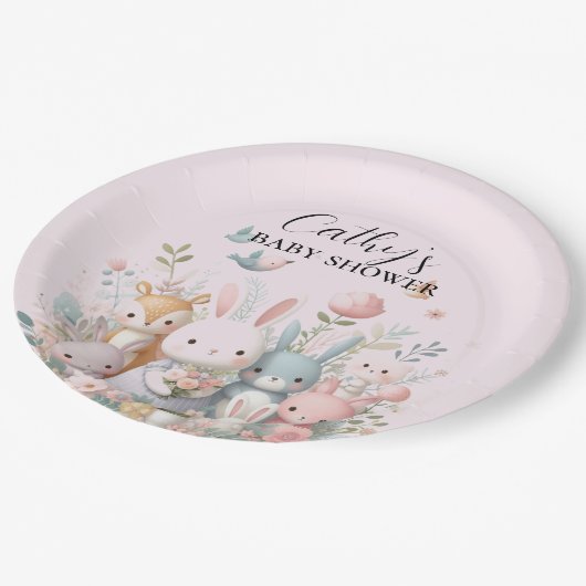 Schattige bosdieren Baby shower papier Bord (Gekanteld)