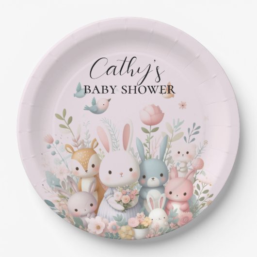 Schattige bosdieren Baby shower papier Bord (Voorkant)