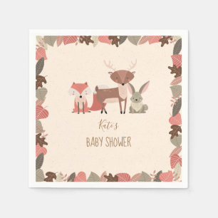 Schattige bosdieren Baby shower / strooien Servet