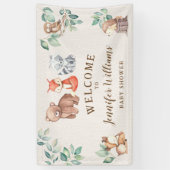 Schattige bosdieren baby shower welkom Banner (Verticaal)