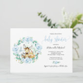 Schattige bosdieren bloemengroen Baby shower Kaart (Staand voorkant)