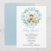 Schattige bosdieren bloemengroen Baby shower Kaart (Voorkant / Achterkant)