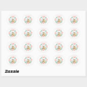 Schattige bosdieren bloemengroen Baby shower Ronde Sticker (Vel)