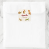 Schattige bosdieren bos vrienden vierkante sticker (Tas)