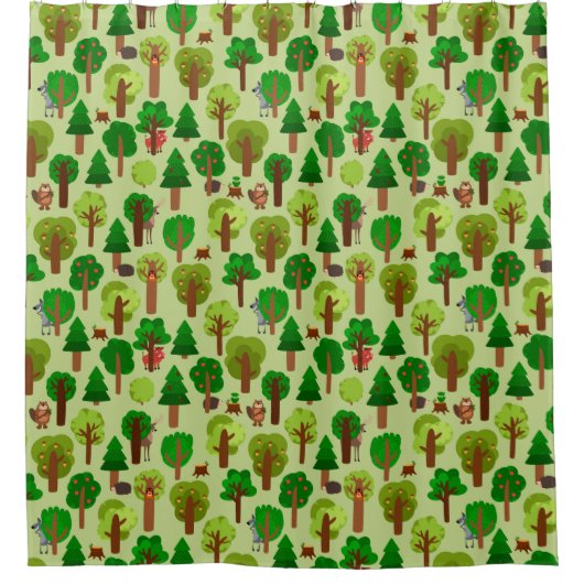 Schattige bosdieren douchegordijn (Voorkant)