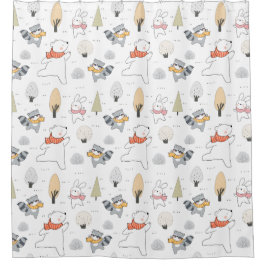 Schattige bosdieren douchegordijn