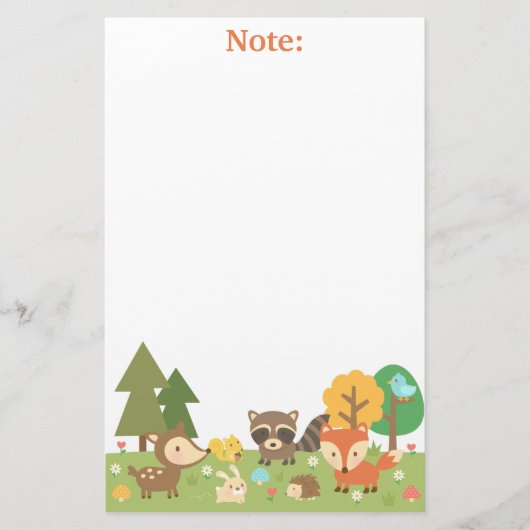Schattige bosdieren en wezens briefpapier (Voorkant)