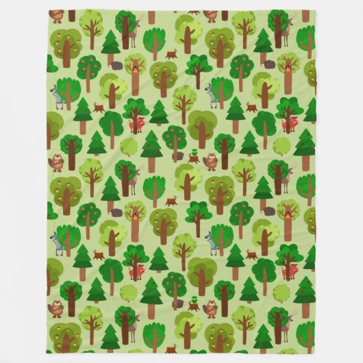 Schattige bosdieren fleece deken (Voorkant)