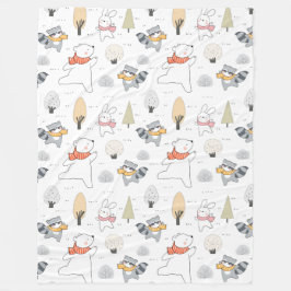 Schattige bosdieren fleece deken
