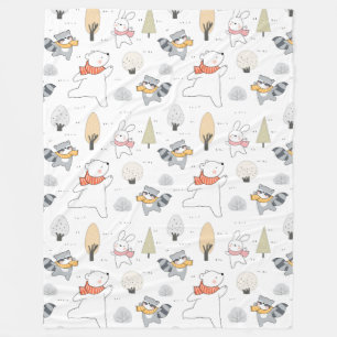 Schattige bosdieren fleece deken