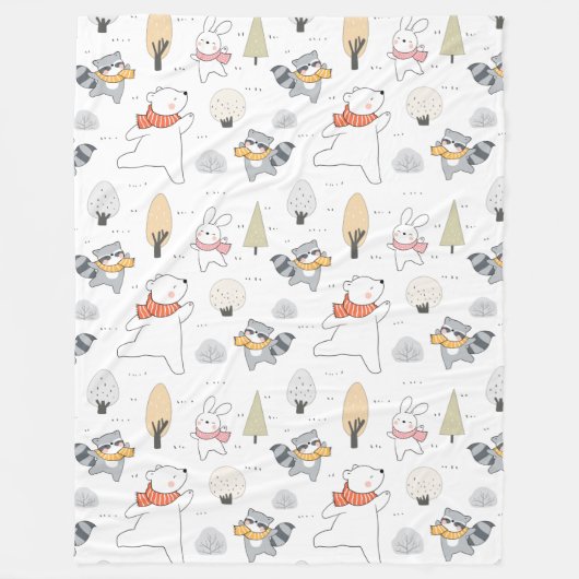 Schattige bosdieren fleece deken (Voorkant)