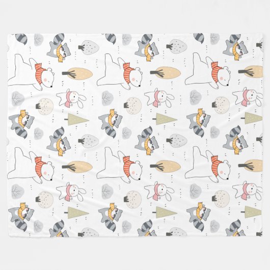 Schattige bosdieren fleece deken (Voorkant (Horizontaal))