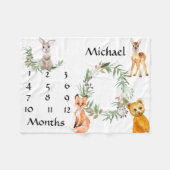 Schattige bosdieren Fox Milestone Keepsake Fleece Deken (Voorkant (Horizontaal))