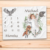 Schattige bosdieren Fox Milestone Keepsake Fleece Deken