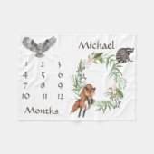 Schattige bosdieren Fox Milestone Keepsake Fleece Deken (Voorkant (Horizontaal))