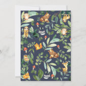 Schattige bosdieren groen 1e verjaardagsfeestje bedankkaart (Achterkant)