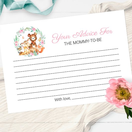 Schattige bosdieren groen Baby shower advies Kaart