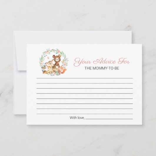 Schattige bosdieren groen Baby shower advies Kaart (Voorkant)
