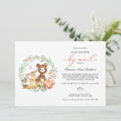 Schattige bosdieren groen Baby shower per post Kaart (Staand voorkant)