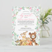 Schattige bosdieren groen Baby shower per post Kaart (Staand voorkant)