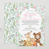 Schattige bosdieren groen Baby shower per post Kaart (Voorkant / Achterkant)