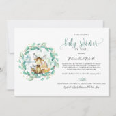 Schattige bosdieren groen Baby shower per post Kaart (Voorkant)