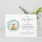 Schattige bosdieren groen Baby shower per post Kaart (Staand voorkant)