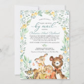 Schattige bosdieren groen Baby shower per post Kaart (Voorkant)