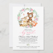 Schattige bosdieren groen Baby shower per post Kaart (Voorkant)