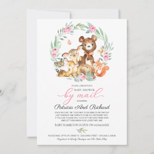 Schattige bosdieren groen Baby shower per post Kaart (Voorkant)