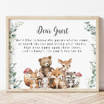 Schattige bosdieren groen duimafdruk teken foto afdruk<br><div class="desc">Bijpassende thumbprint boomteken/ poster https://www.zazzle.com/woodland_animals_greenery_thumbprint_guestbook-256231215103826013 (c) Somerset Fine Paperie</div>