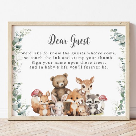 Schattige bosdieren groen duimafdruk teken foto afdruk