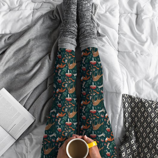 Schattige bosdieren groen kerstbos leggings