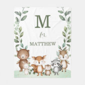 Schattige bosdieren groen monogram Baby Fleece Deken (Voorkant)