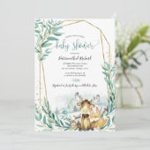 Schattige Bosdieren Groene Baby Shower Kaart (Staand voorkant)
