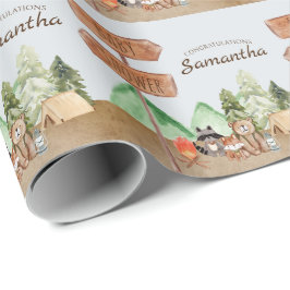 Schattige bosdieren kamperen Baby Shower Cadeaupapier