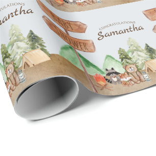 Schattige bosdieren kamperen Baby Shower Cadeaupapier