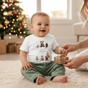 Schattige bosdieren Kerst Teddybeer Sneeuw