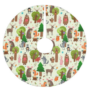 Schattige bosdieren kerstboom rok