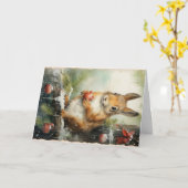 Schattige bosdieren Kerstgroet Kaart (Gele Bloem)
