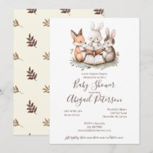 Schattige bosdieren lezen een boek Baby Shower