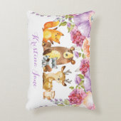 Schattige bosdieren Paarse bloemenkwekerij decor Accent Kussen (Voorkant(Verticaal))