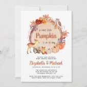 Schattige bosdieren pompoen koppels Baby shower Kaart (Voorkant)